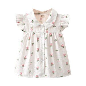 6-12 Months Buttons Up White Baby Dress